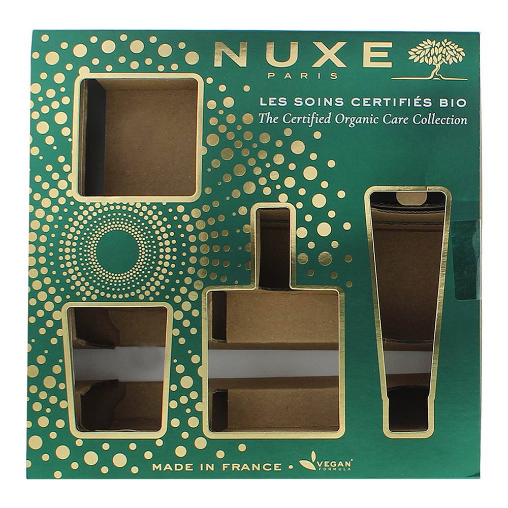 Nuxe The Certified Organic 4 Piece Gift Set: Moisturising Fluid 100ml - Body Oil 100ml - Soap 100g - Candle  - Box