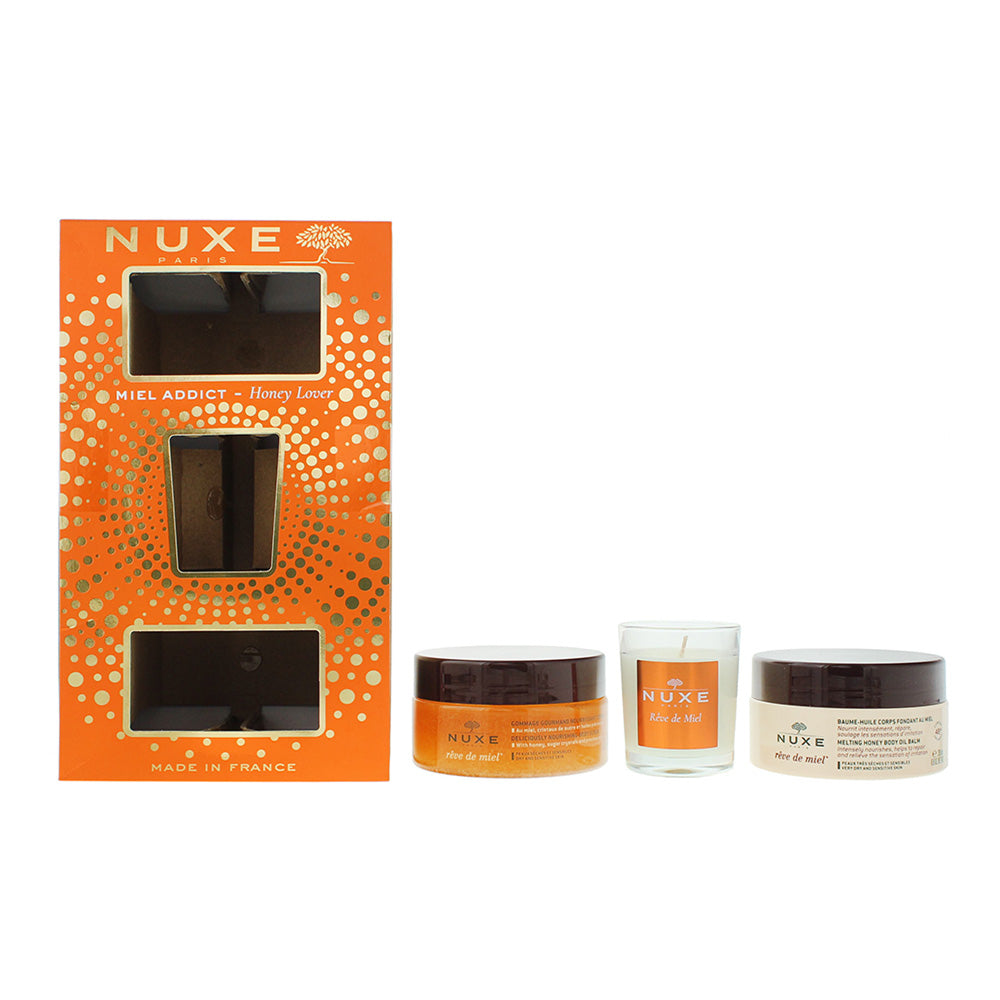Nuxe Honey Lover 3 Piece Gift Set: Body Oil Balm 200ml - Nourishing Body Scrub 1