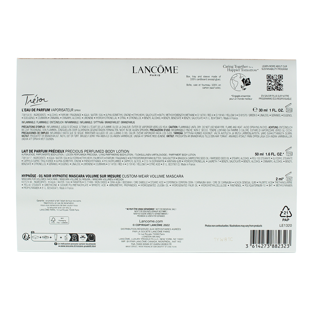 Lancôme Tresor 3 Piece Gift Set: Eau de Parfum 30ml - Body Lotion 50ml - Mascara