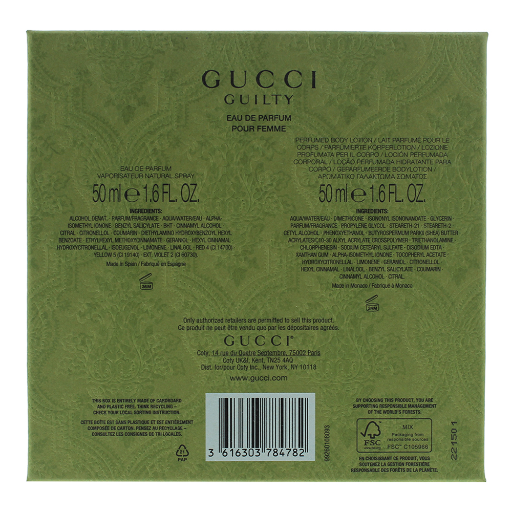 Gucci Guilty Pour Femme 2 Piece Gift Set: Eau De Parfum 50ml - Body Lotion 50ml