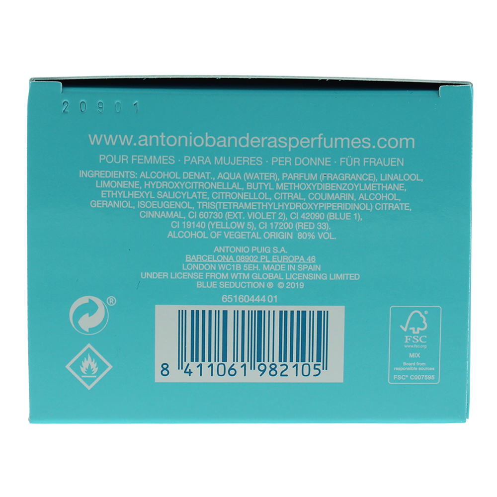 Antonio Banderas Blue Seduction For Women Eau de Toilette 80ml - Ingredients