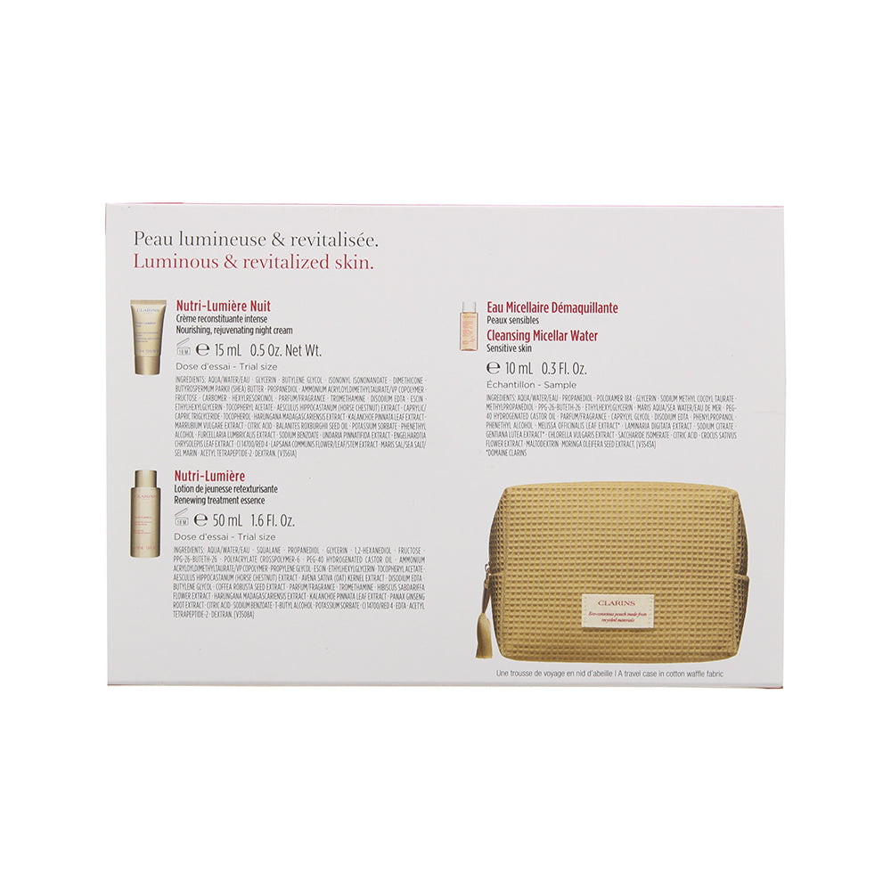 Clarins Nutri-Lumiere 3 Piece Gift Set: Night  Cream 15ml -Revitalising Essence 