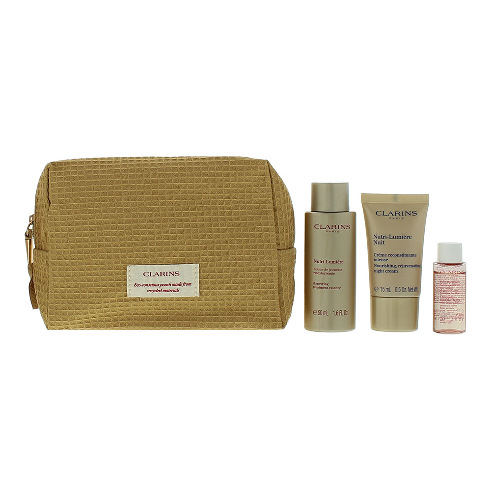 Clarins Nutri-Lumiere 3 Piece Gift Set: Night  Cream 15ml -Revitalising Essence  - Product