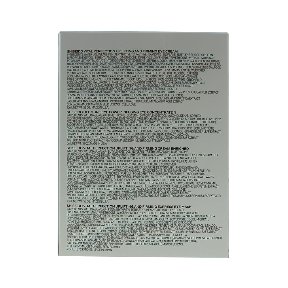 Shiseido Vital Perfection Eye  4 pcs Gift Set - Ingredients