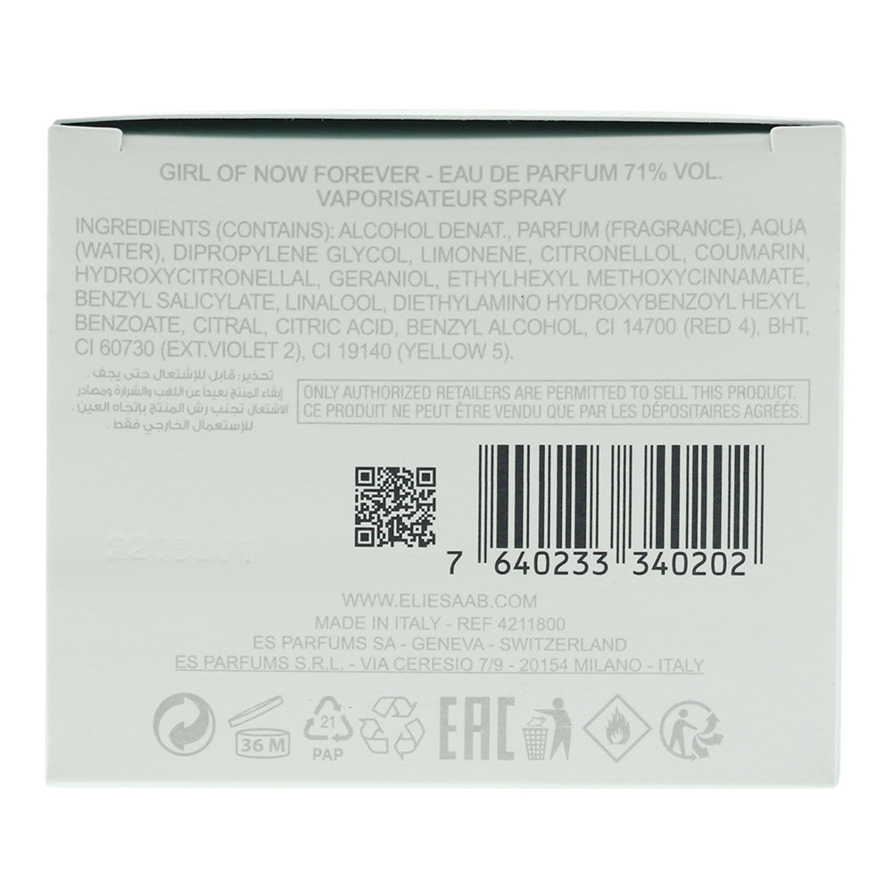 Elie Saab Girl Of Now Forever Eau de Parfum 30ml - Ingredients