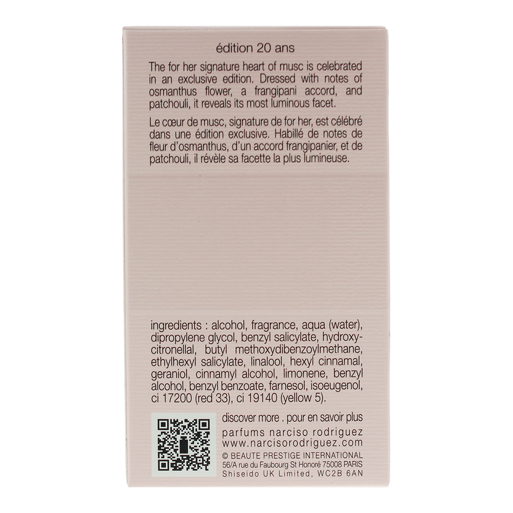 Narciso Rodriguez For Her Forever 20 Year Edition Eau de Parfum 30ml - Ingredients