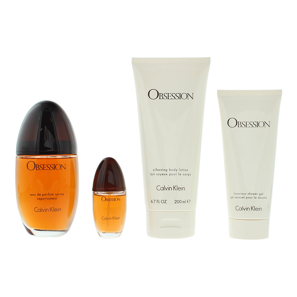 Calvin Klein Obsession 4 Piece Gift Set: Eau de Parfum 100ml - Body Lotion 200ml - Product