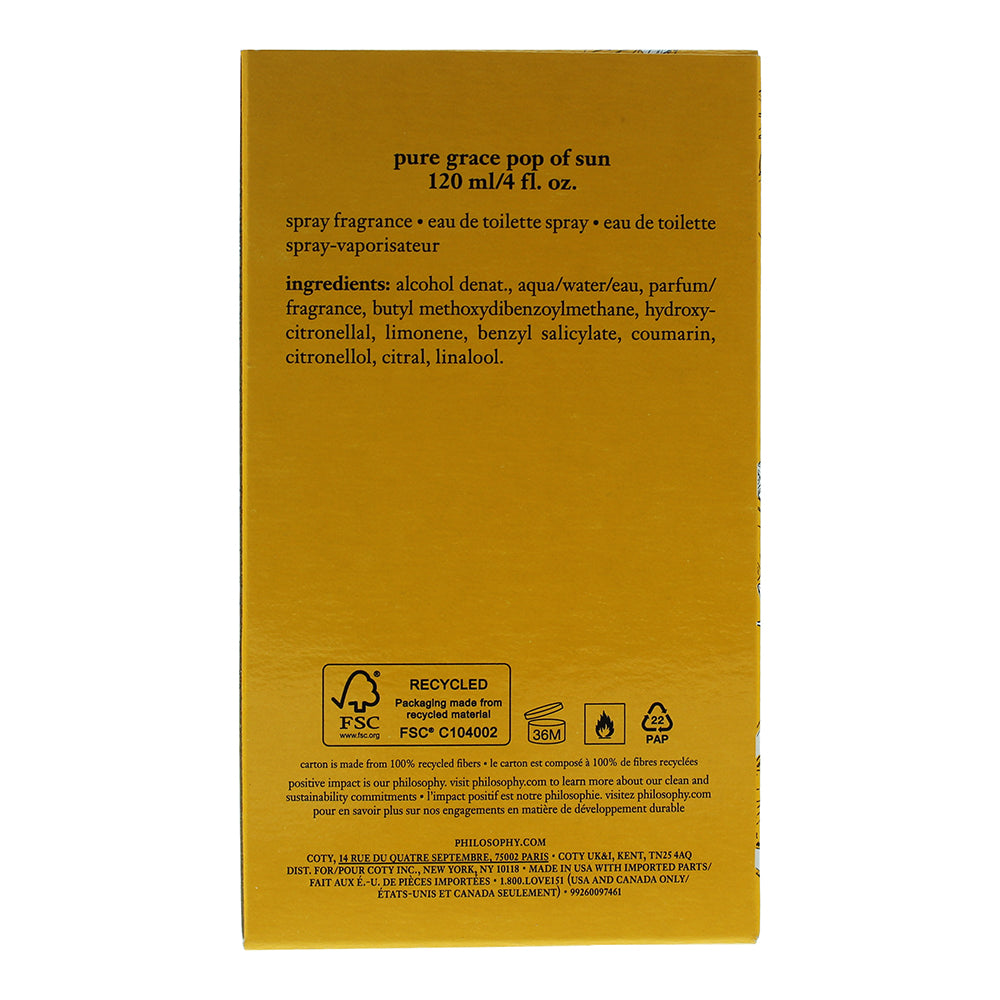 Philosophy Pure Grace Pop Of Sun Eau De Toilette 120ml