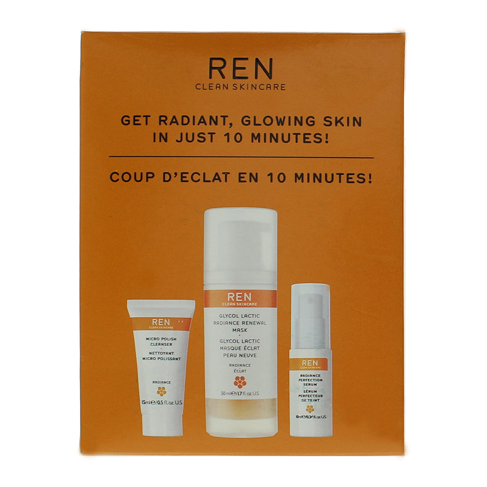 Ren Radiance 4 Piece Gift Set: Glycol Lactic Mask 50ml - Micro Polish Cleanser 3 - Box