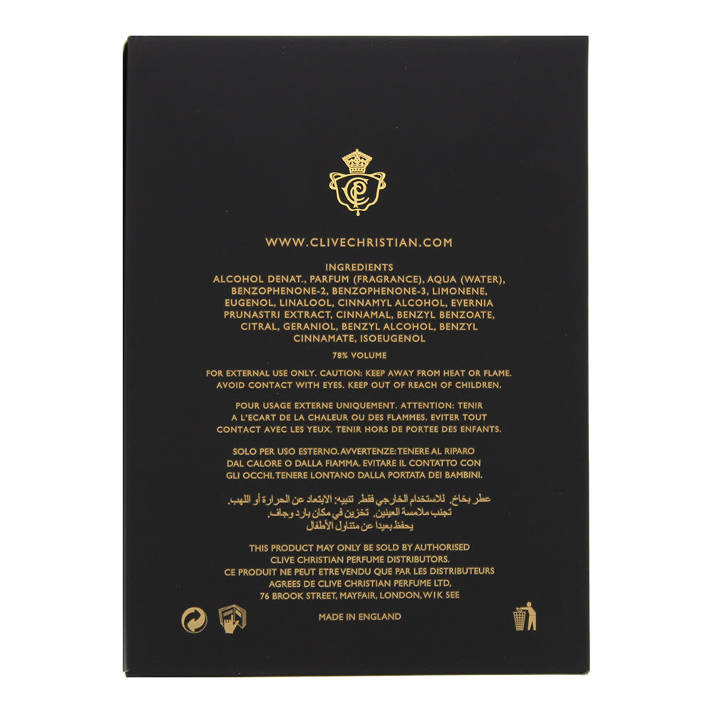 Clive Christian Original Collection X Masculine Parfum 50ml - Ingredients