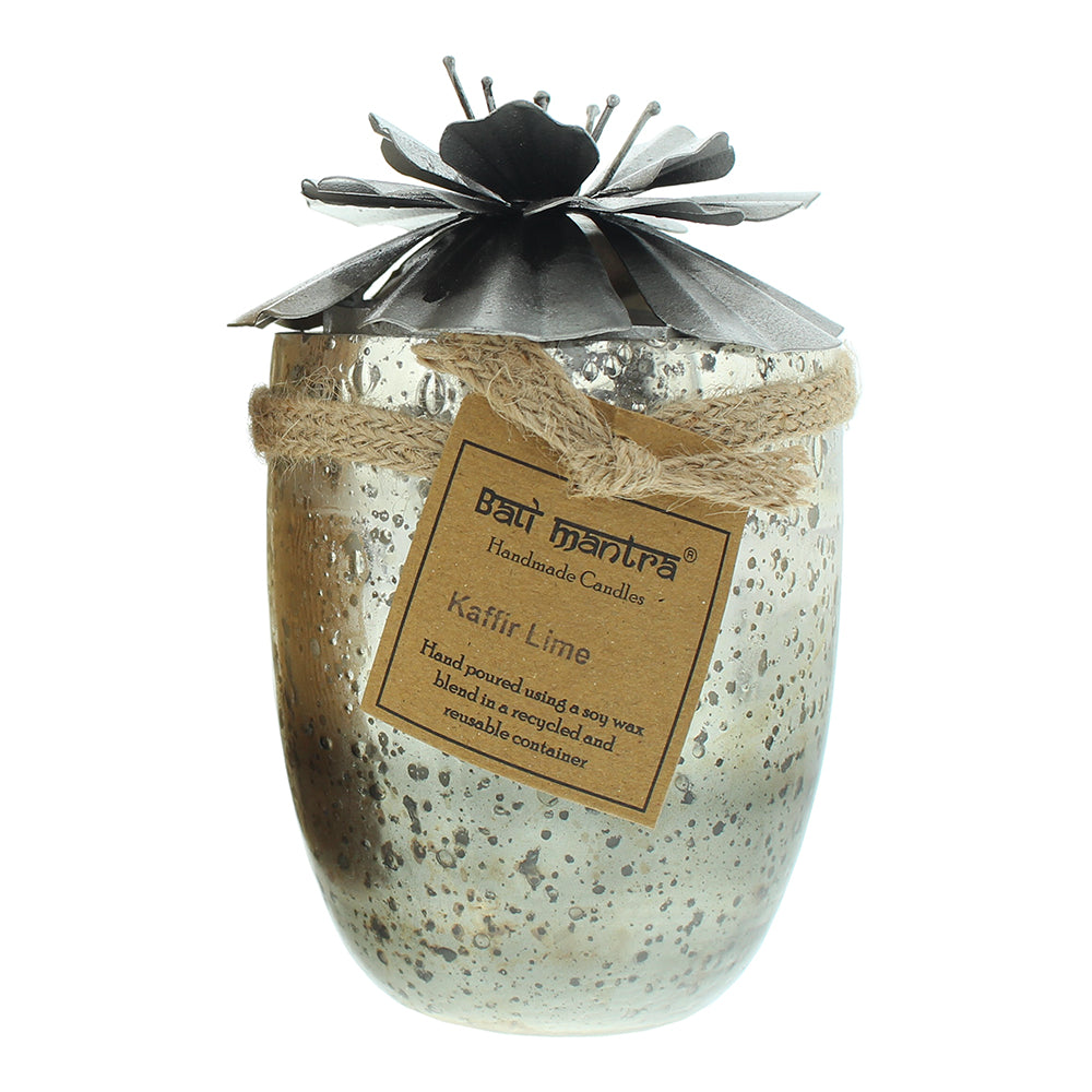 Bali Mantra Hibiscus Glass Silver Kafir Lime Candle 500g - Product