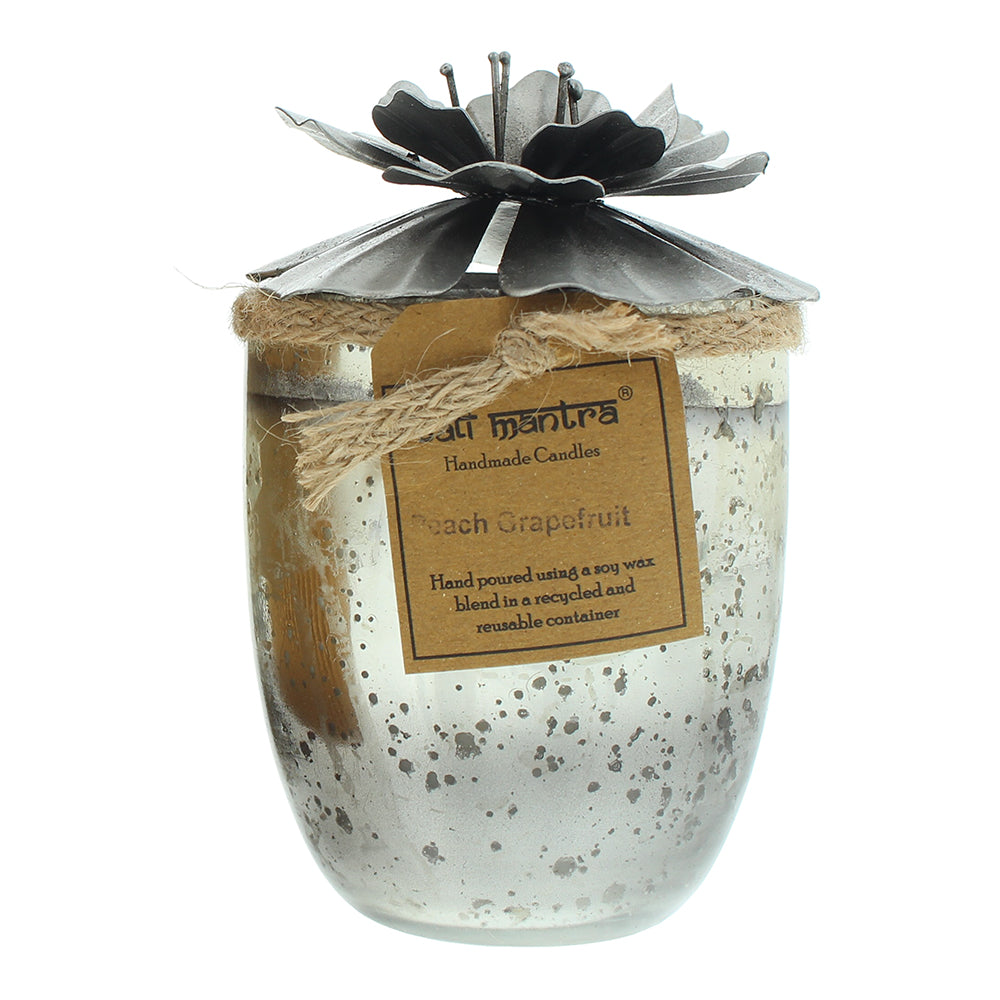 Bali Mantra Hibiscus Glass Silver Peach Grapefruit Candle 500g - Product