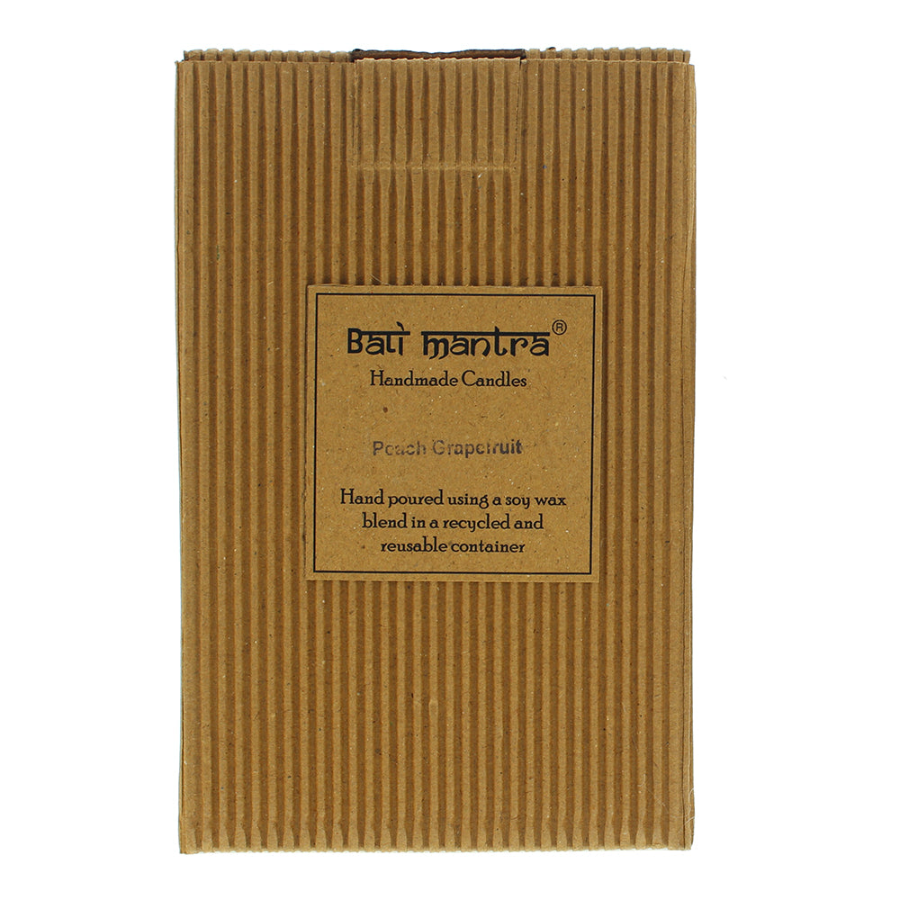 Bali Mantra Hibiscus Glass Silver Peach Grapefruit Candle 500g - Box