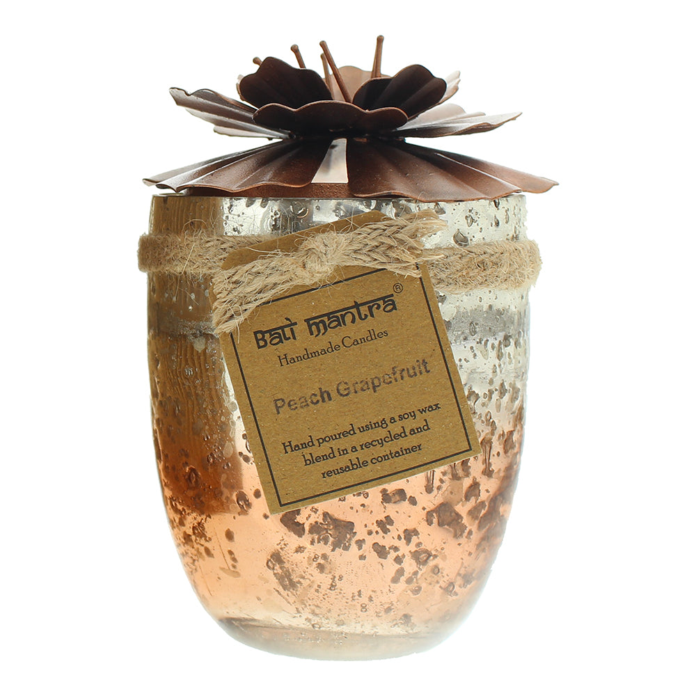 Bali Mantra Hibiscus Glass Copper Peach Grapefruit Candle 500g - Product