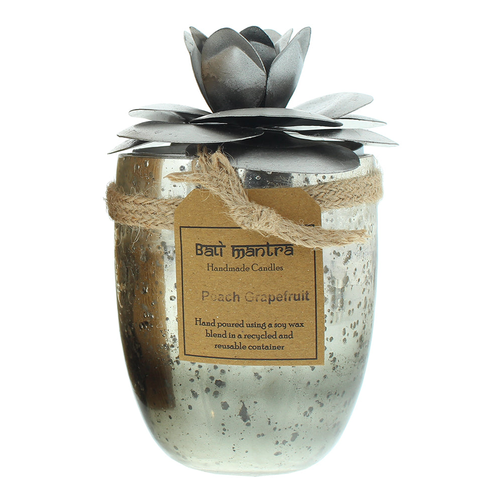 Bali Mantra Camellia Glass Silver Peach Grapefruit Candle 500g - Product
