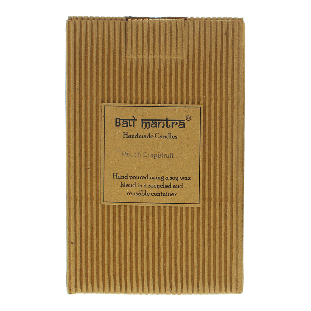 Bali Mantra Camellia Glass Silver Peach Grapefruit Candle 500g - Box