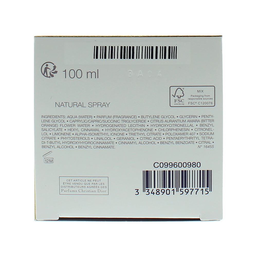 Dior J'adore Parfum D'eau Alcohol-Free Eau De Parfum 100ml