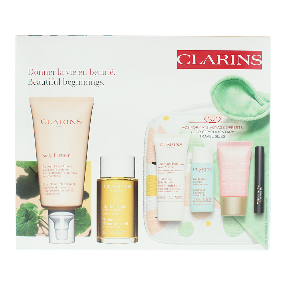 Clarins Beautiful Beginnings Marternity 6 Piece Gift Set: Body Oil 100ml - Body  - Box