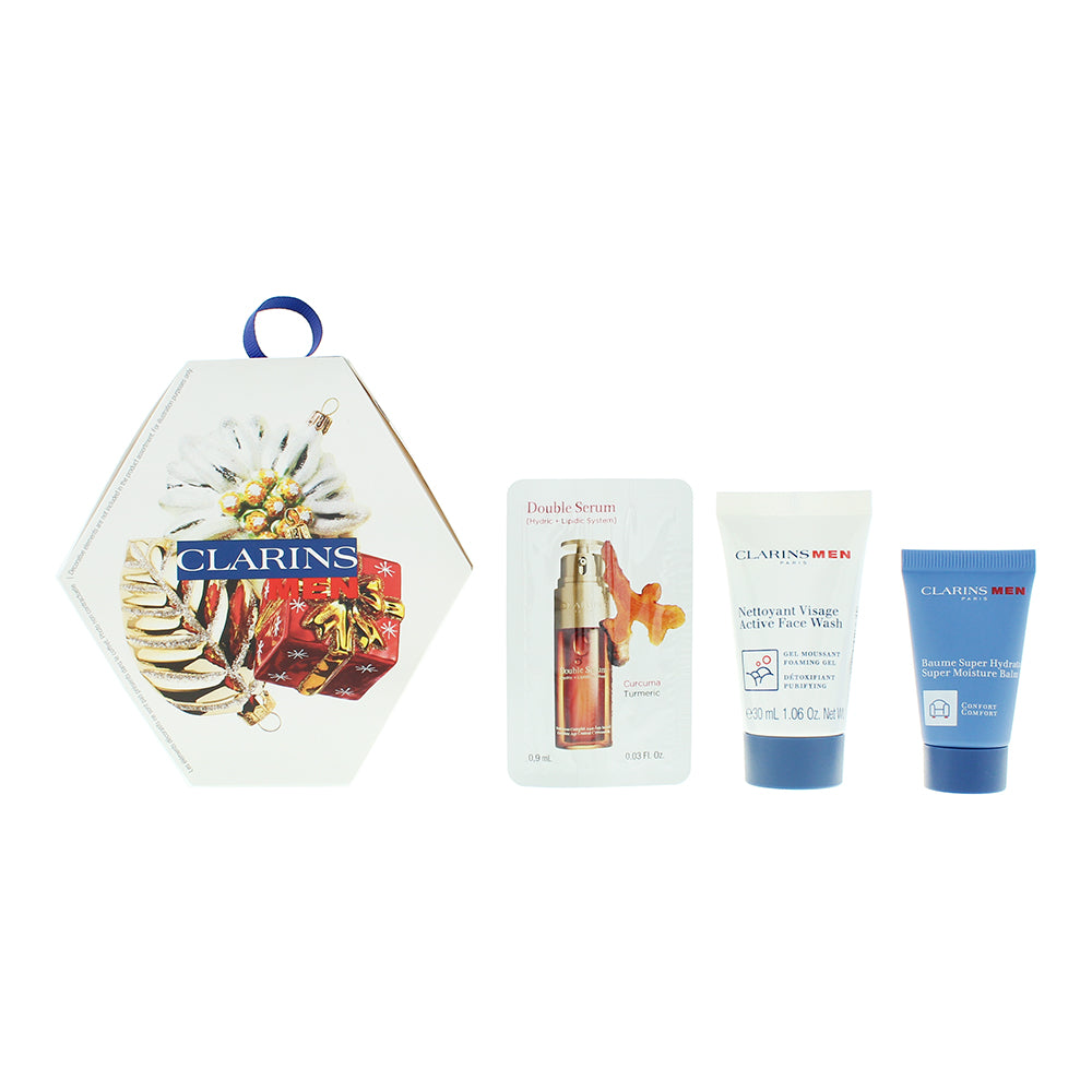 Clarins Men Recruit 3 Piece Gift Set: Super Moisturising Balm 12ml - Double Faci
