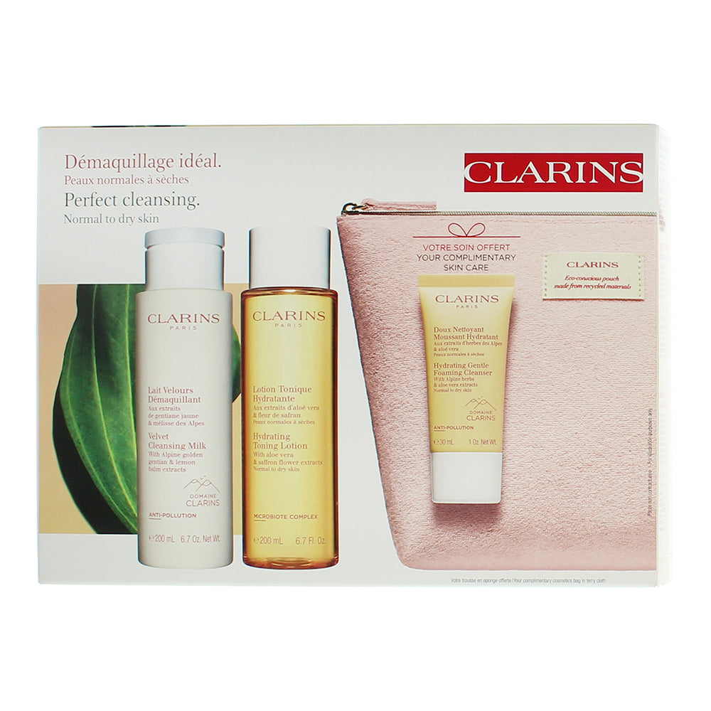 Clarins Perfect Cleansing Normal Skin 4 Piece Gift Set: Cleansing Milk 200ml - T