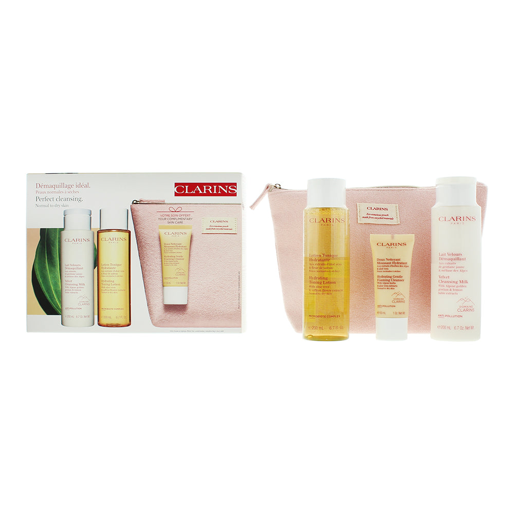 Clarins Perfect Cleansing Normal Skin 4 Piece Gift Set: Cleansing Milk 200ml - T