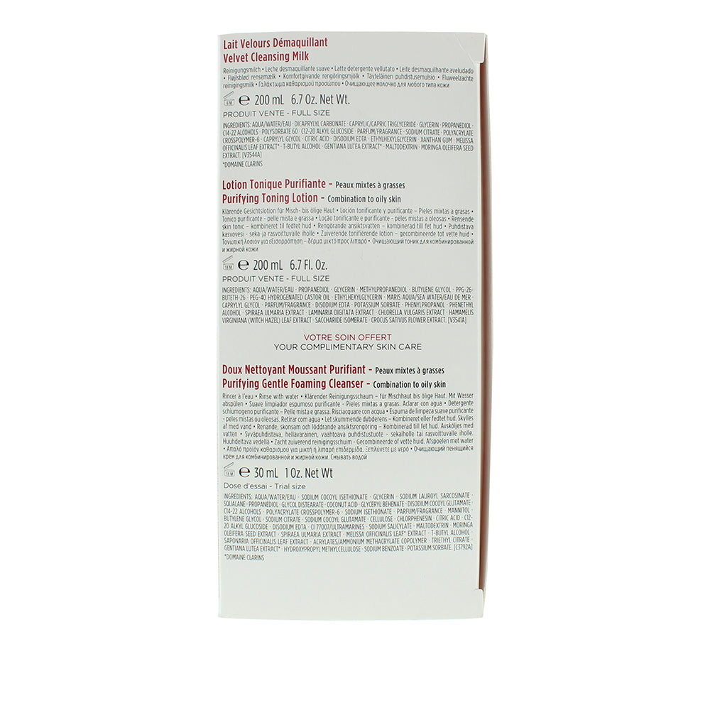 Clarins Perfect Cleansing Combination To Oily Skin 4 Piece Gift Set: Cleansing M