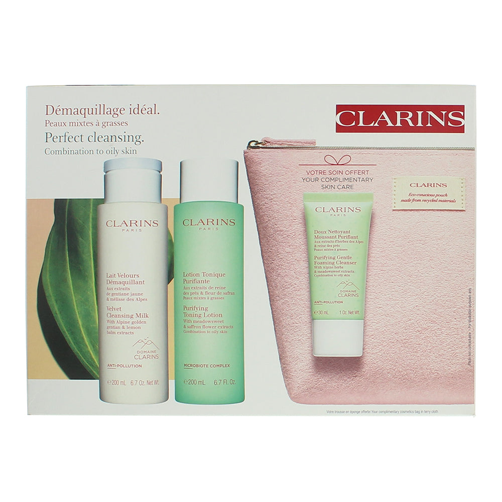 Clarins Perfect Cleansing Combination To Oily Skin 4 Piece Gift Set - Box