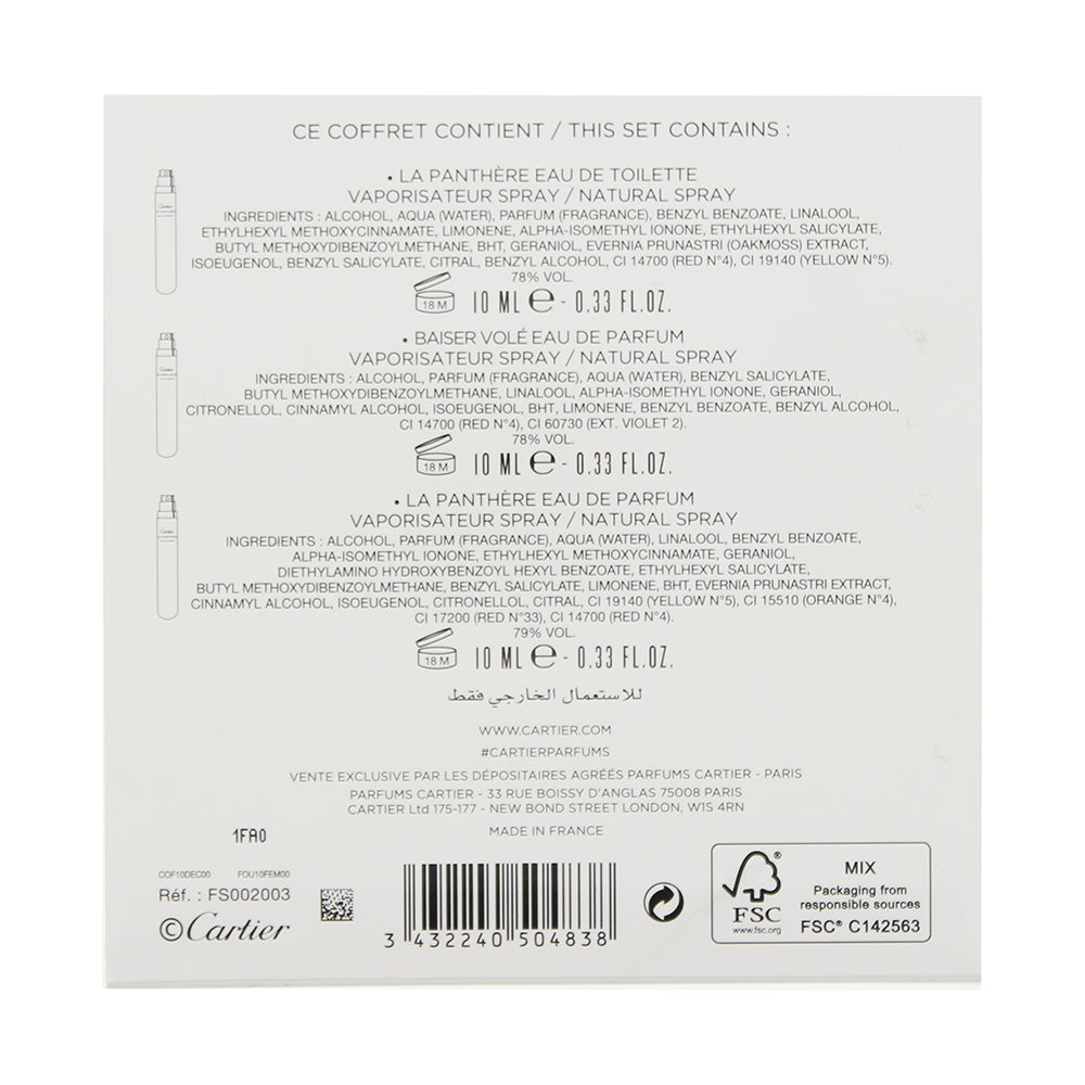 Cartier La Panthère 3 Piece Gift Set: La Panthère Eau De Toilette 10ml - La Pant