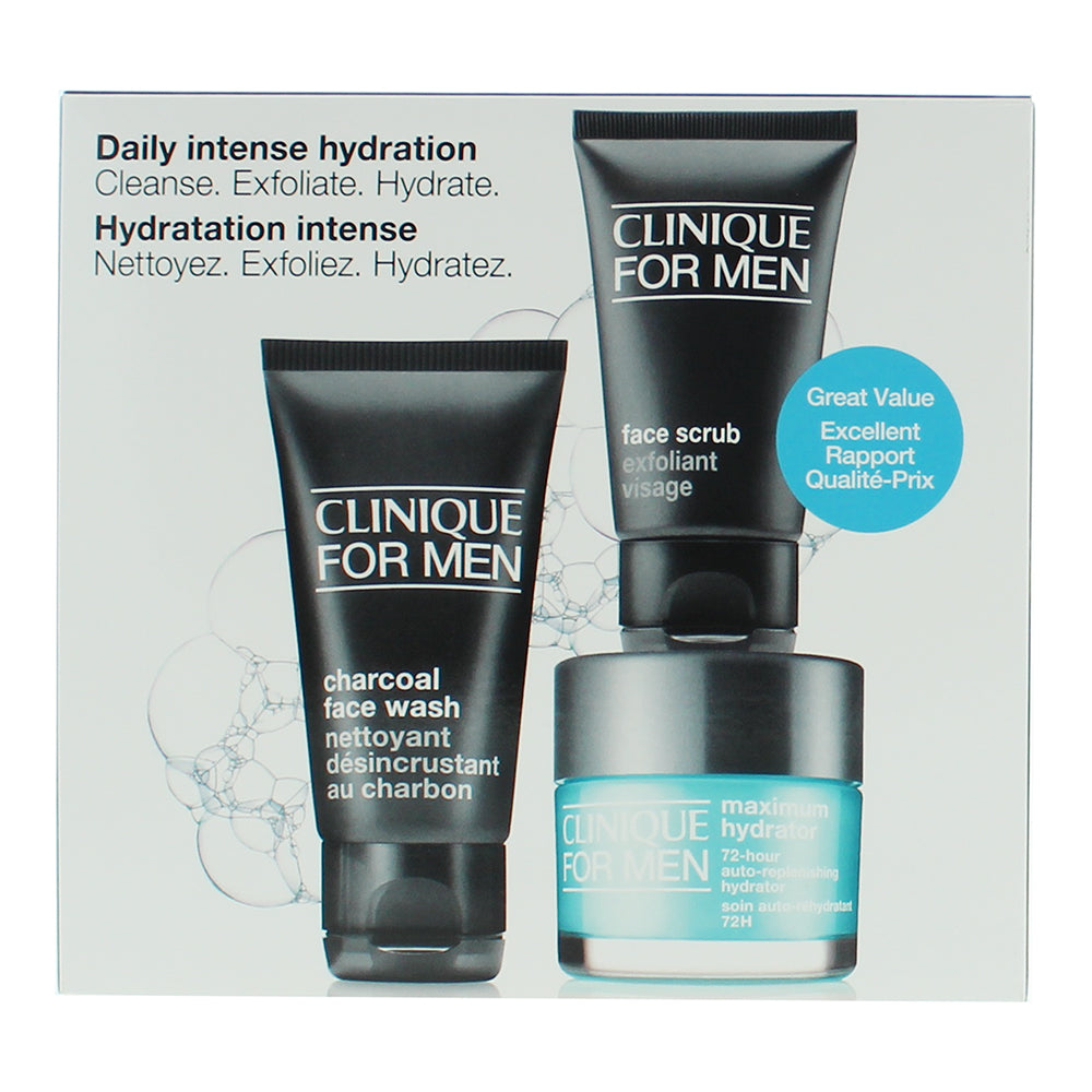 Clinique For Men 3 Piece Gift Set: Moisturising Cream 100ml - Face Scrub 30ml -  - Box