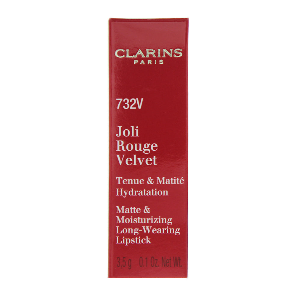 Clarins Joli Rouge Velvet 732 V Grenadine Lipstick 3.5g - Box