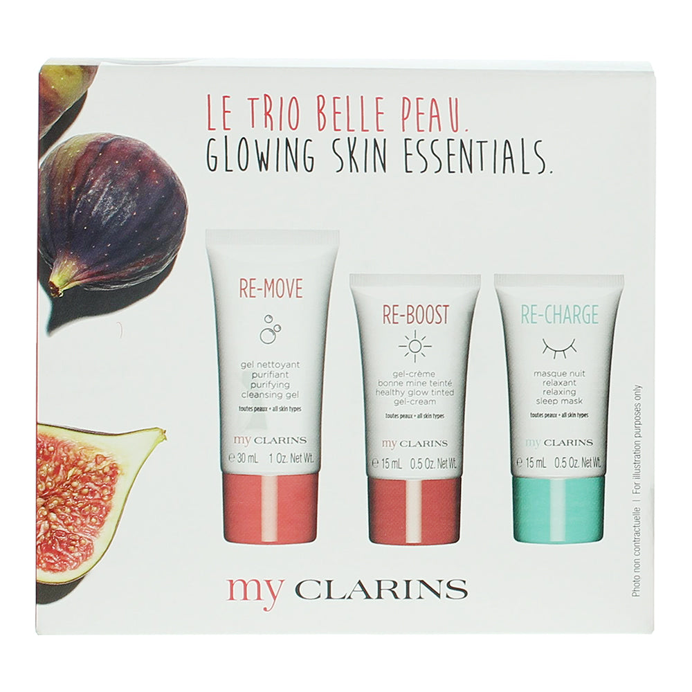 Clarins My Clarins Glowing Skin Essentials 3 Piece Gift Set: Cleansing Gel 30ml  - Box