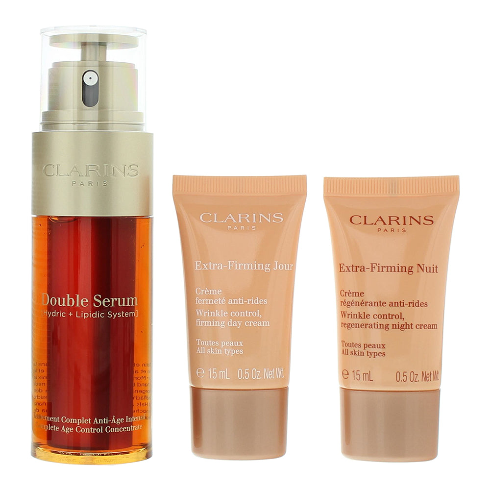 Clarins Double Serum 3 Piece Gift Set: Double Serum 50ml - Extra-Firming Day Cre - Product
