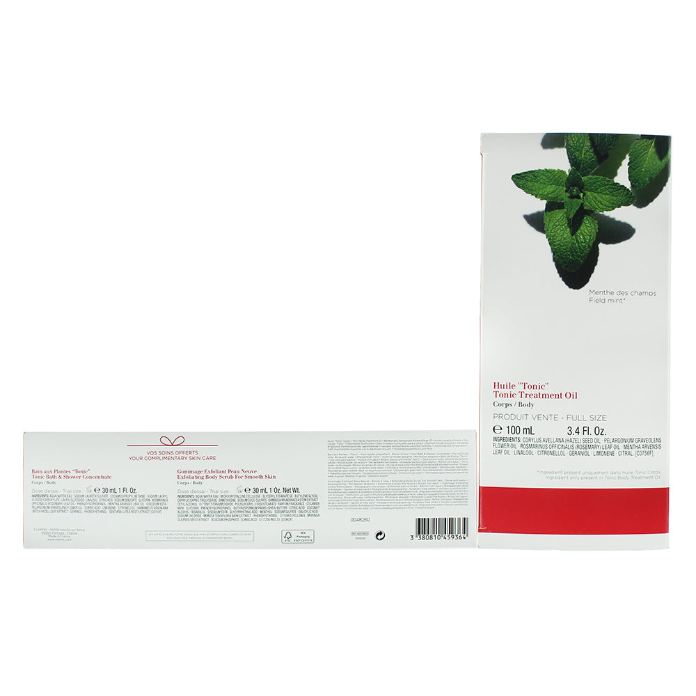 Clarins Tonic Collection 3 Piece Gift Set: Body Treatment Tonic Oil 100ml - Exfo
