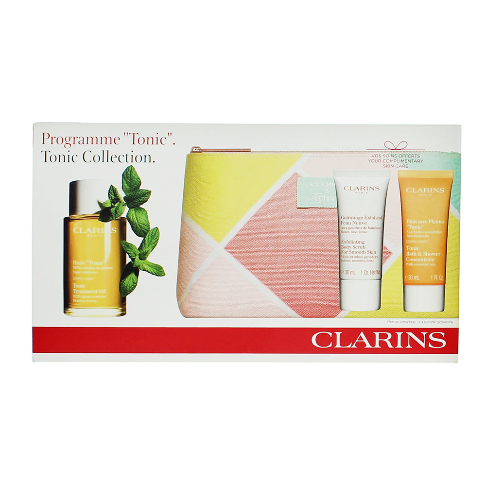 Clarins Tonic Collection 3 Piece Gift Set: Body Treatment Tonic Oil 100ml - Exfo - Box