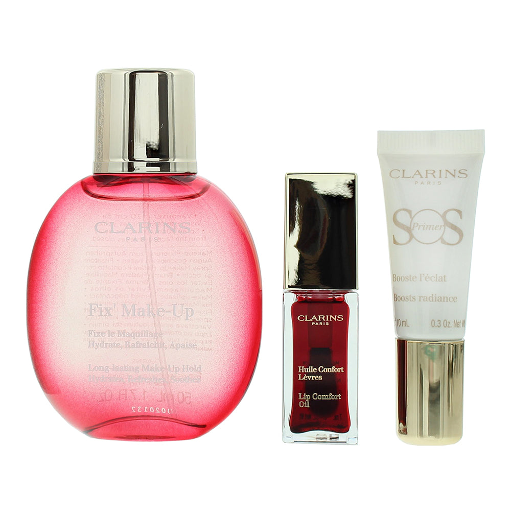 Clarins Perfect Your Look 3 Piece Gift Set: Fixing Spray 50ml - Lip Oil 03 Red B - Product