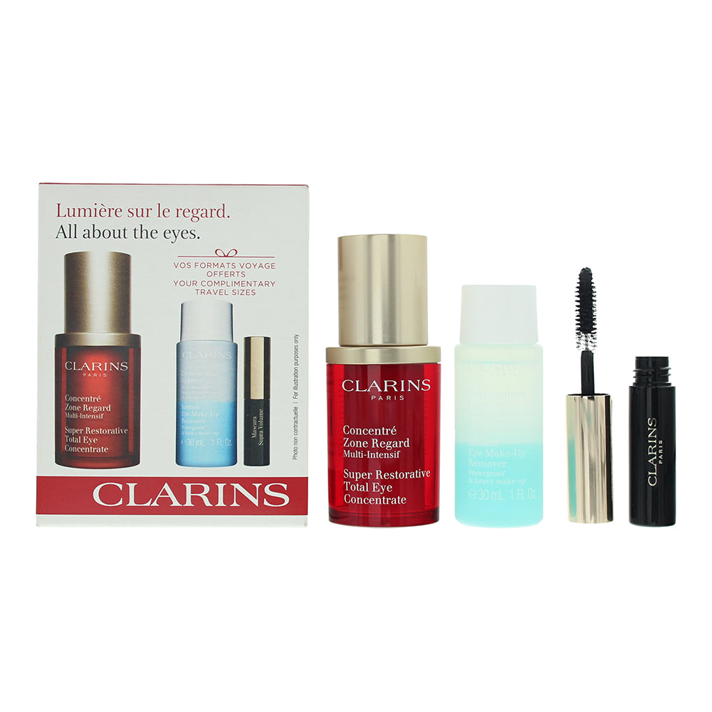 Clarins All About the Eyes 3 Piece Gift Set: Eye Serum 15ml - Make-Up Remover 30