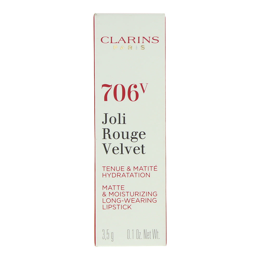 Clarins Joli Rouge Velvet Matte & Moisturizing Long Wear 706V Fig Lipstick 3.5g - Box