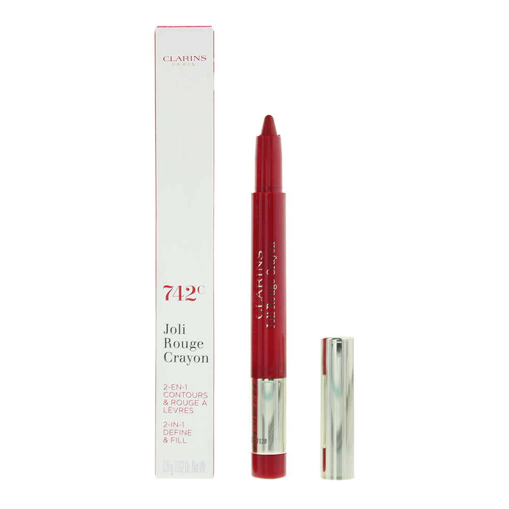 Clarins Joli Rouge 2 In 1 Define & Fill 742C Joli Rouge Lip Crayon 0.6g