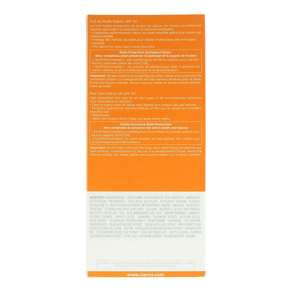 Clarins Spf 50 Sun Care Gel To Oil 150ml