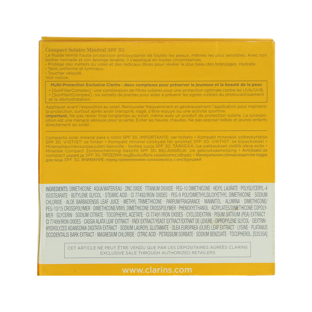 Clarins Mineral Sun Care Spf 30 Compact Sun Cream 11.5ml