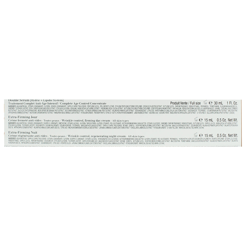 Clarins Extra-Firming 3 Piece Gift Set: Double Serum 30ml - Day Cream 15ml - Night  Cream 15ml- Pouch