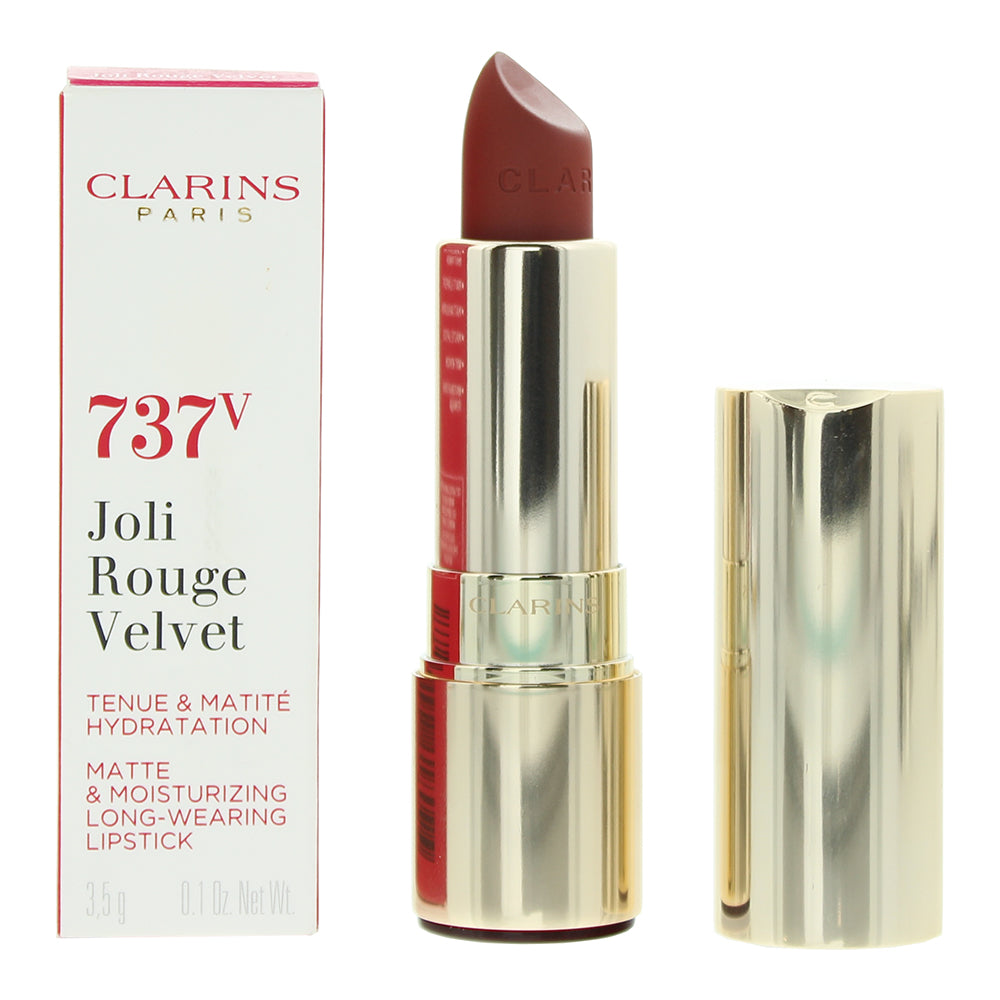 Clarins Joli Rouge Velvet Matte & Moisturizing Long-Wearing 737V Spicy Cinnamon Lipstick 3.5g
