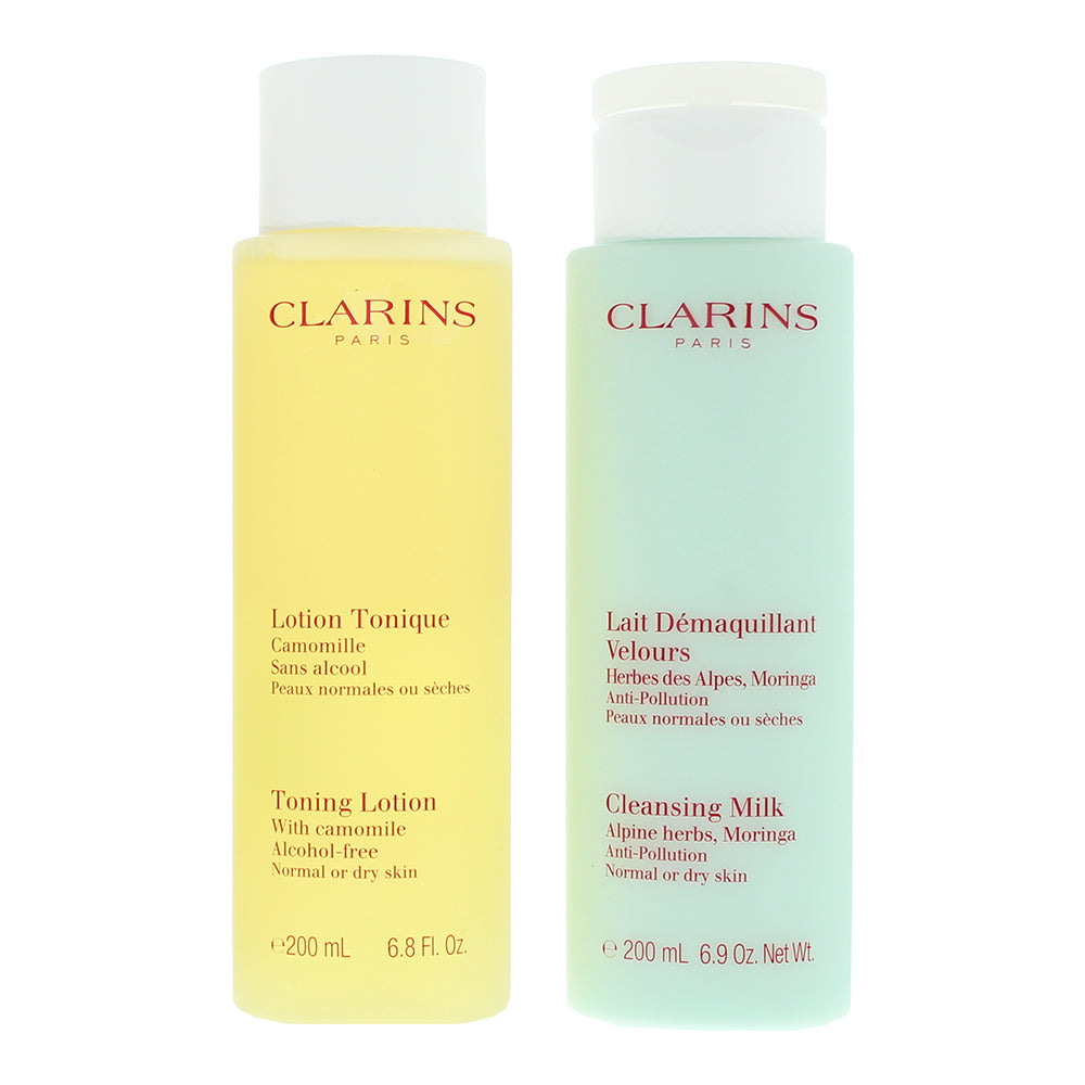 Clarins 2 Piece Gift Set: Cleansing Milk 200ml - Toning Lotion 200ml - Product