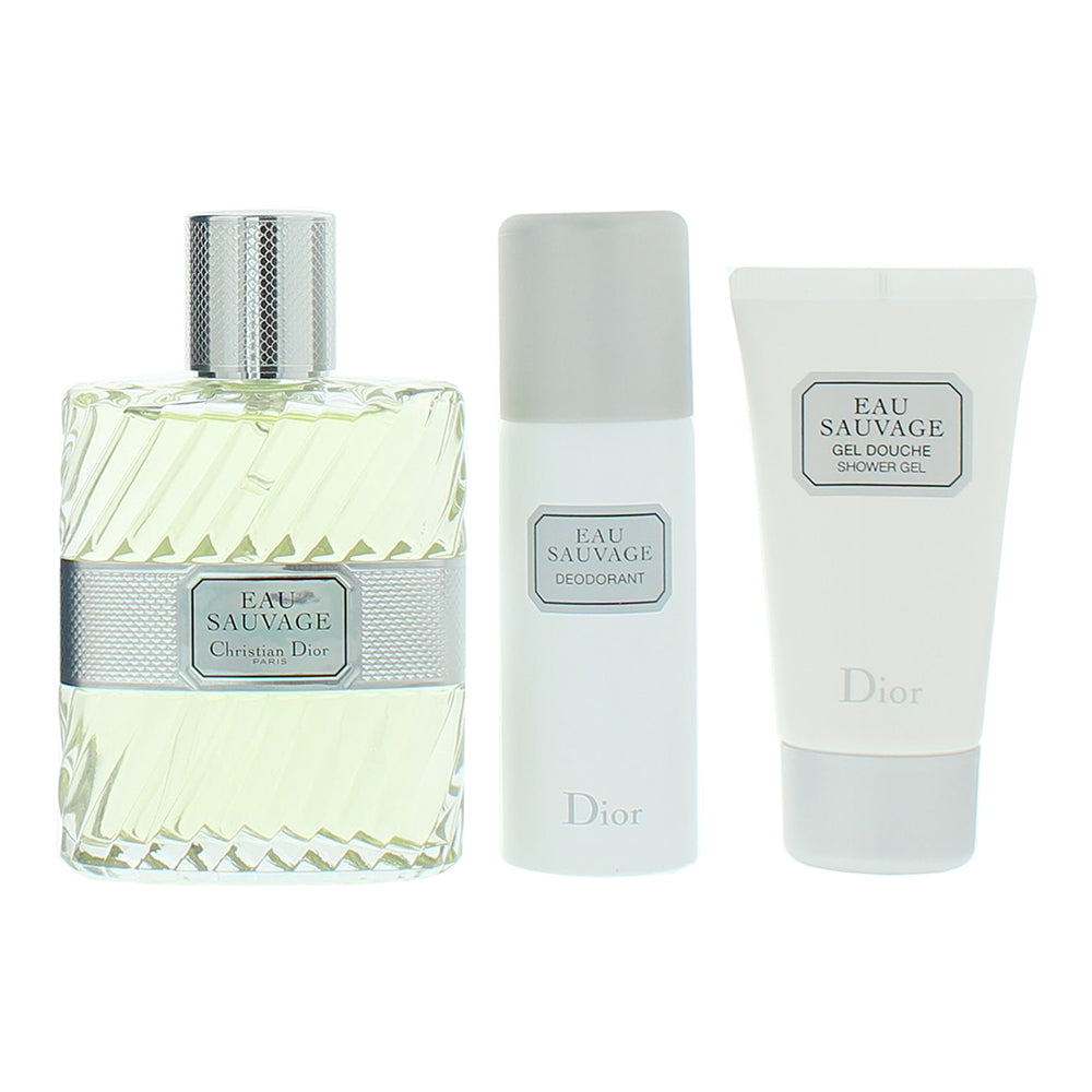 Dior Eau Sauvage 3 Piece Gift Set: Eau De Toilette 100ml - Shower Gel 50ml - Deo - Product