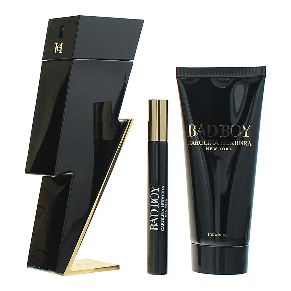 Carolina Herrera Bad Boy 3 Piece Gift Set: Eau de Toilette 100ml - Shower Gel 10 - Product