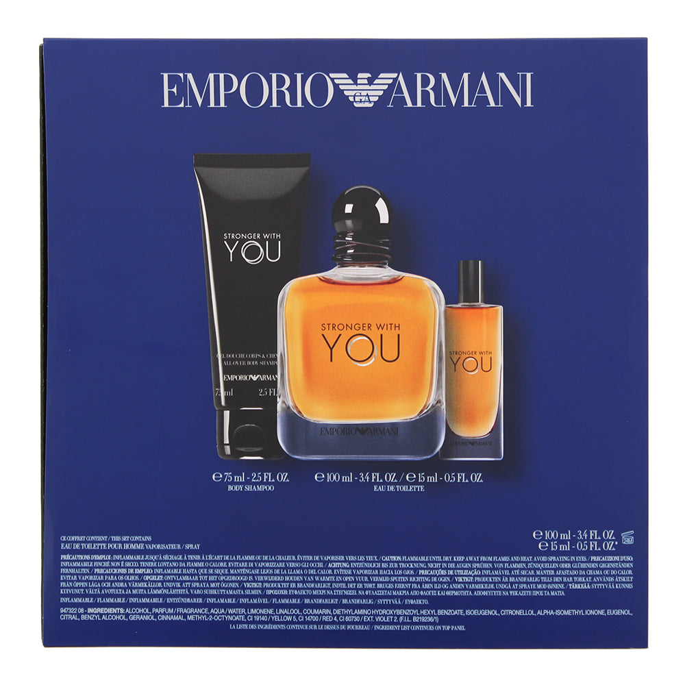 Giorgio Armani Stronger With You 3 Piece Gift Set: Eau De Toilette 100ml - Showe