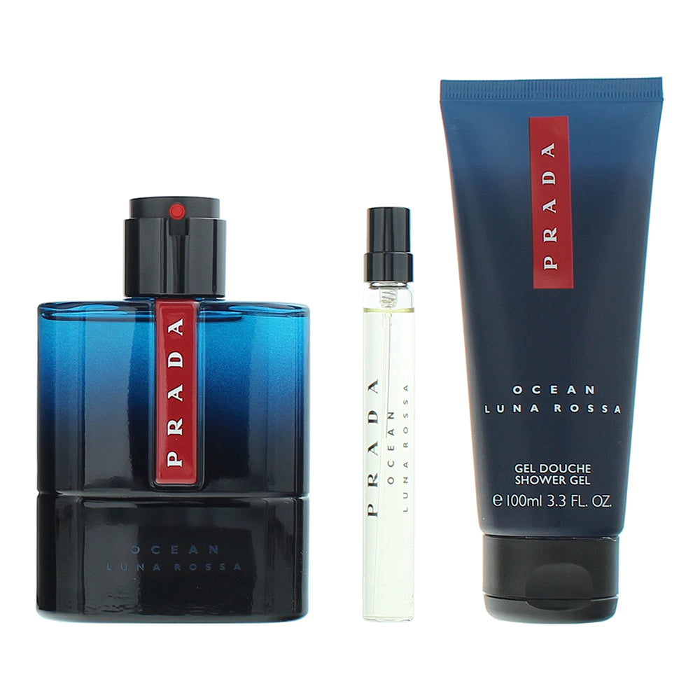 Prada Luna Rossa Ocean 3 Piece Gift Set: Eau De Toilette 100ml - Shower Gel 100m - Product