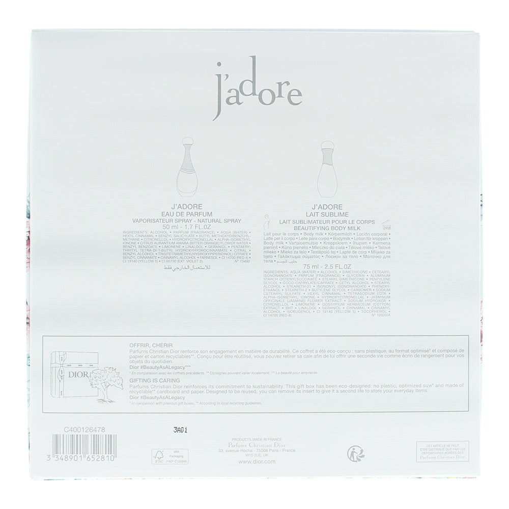 Dior J'adore 2 Piece Gift Set: Eau De Parfum 50ml - Body Lotion 75ml