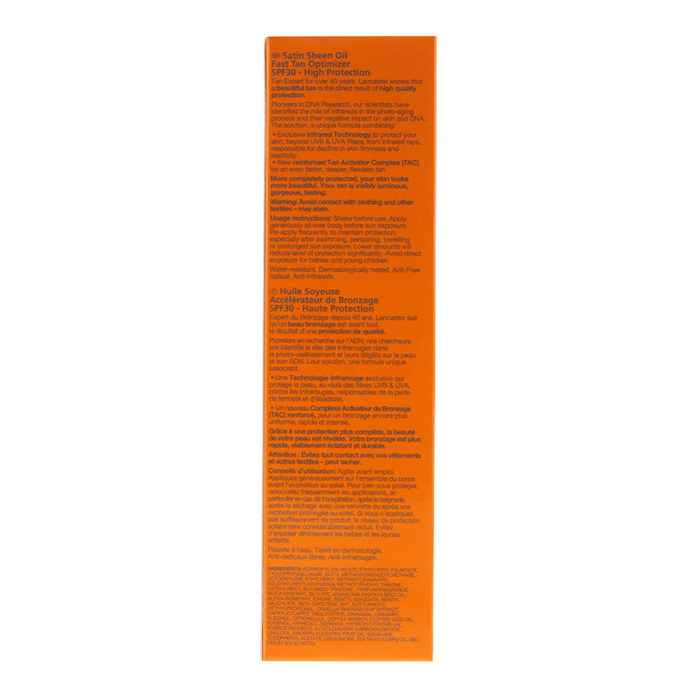 Lancaster Sun Beauty Fast Tan Optimizer Spf 30 Satin Dry Oil 150ml