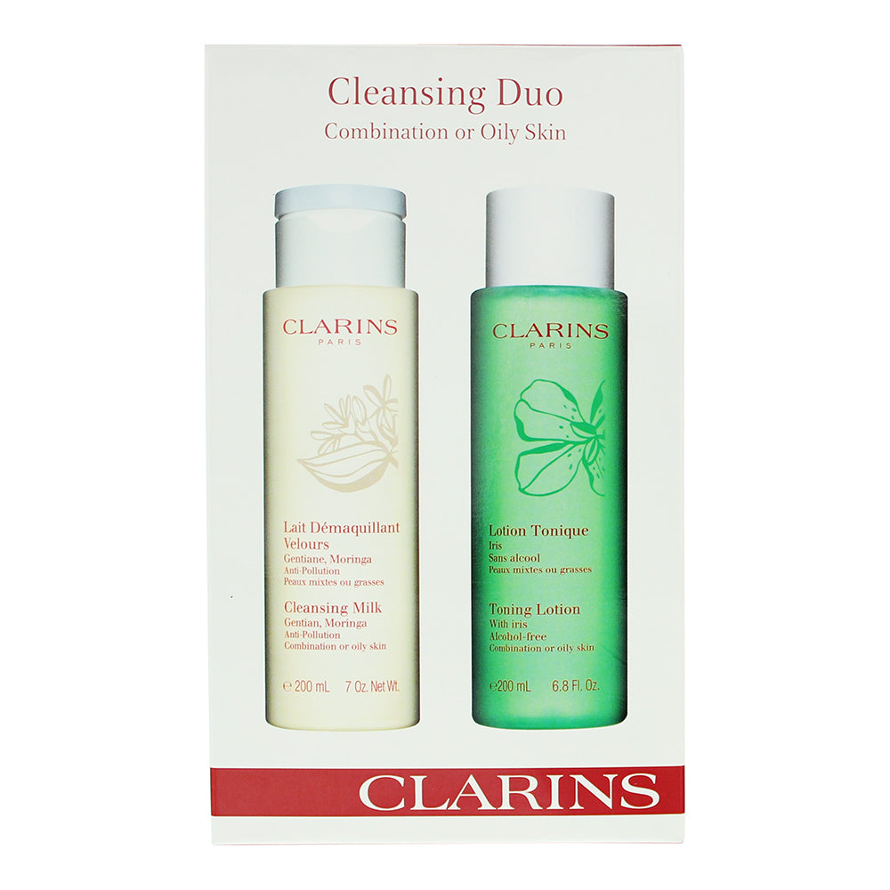 Clarins Cleansing Duo 2 Piece Gift Set: Cleansing Milk 200ml - Toning Lotion 200 - Box